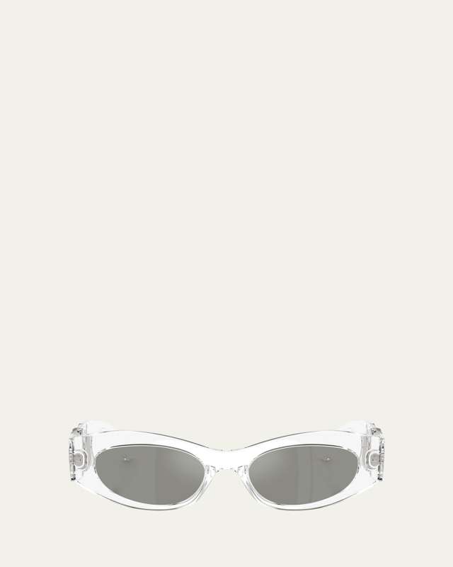 Medusa Embellished Oval Plastic Sunglasses, 51MM